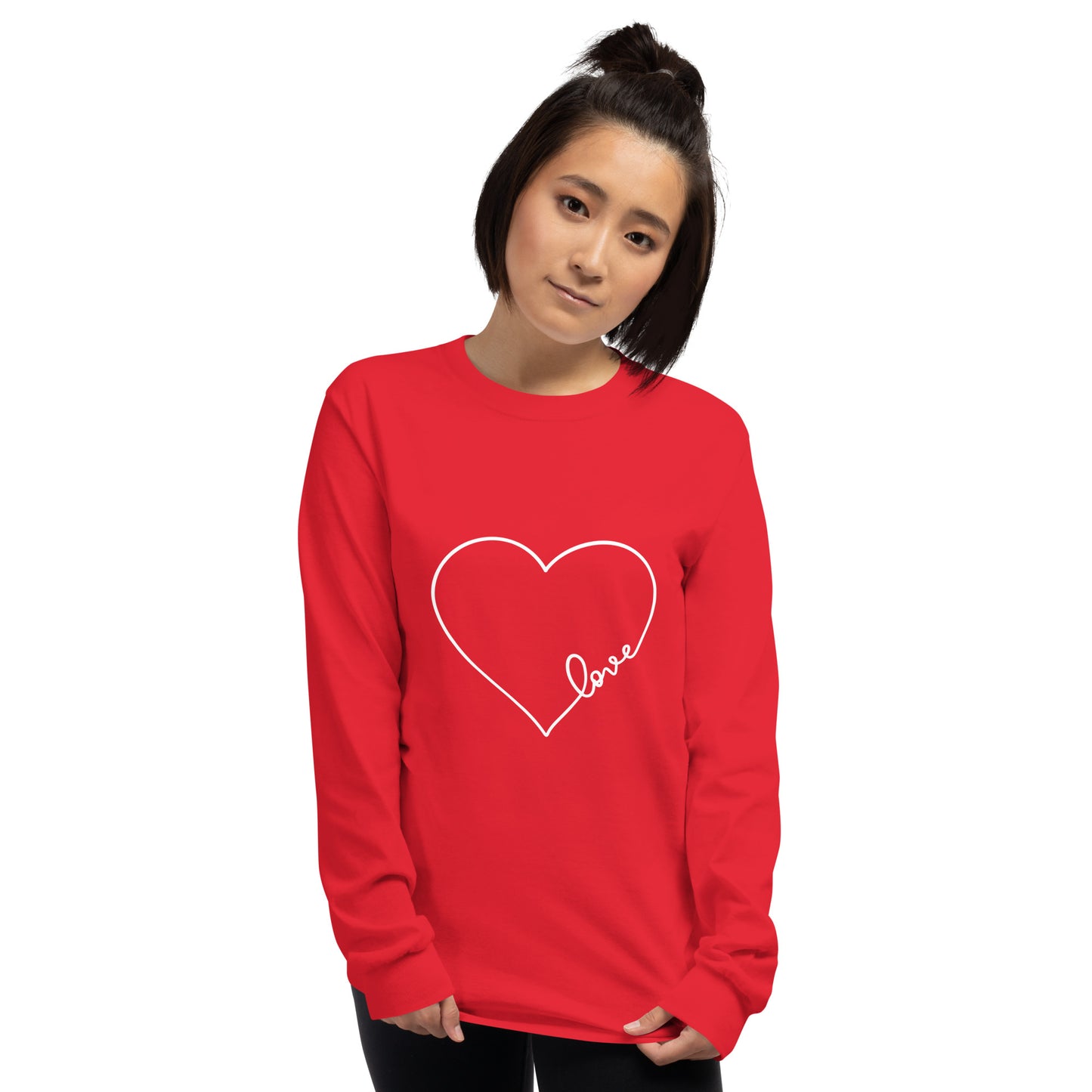 Unisex Long Sleeve Tee Heart Love Script