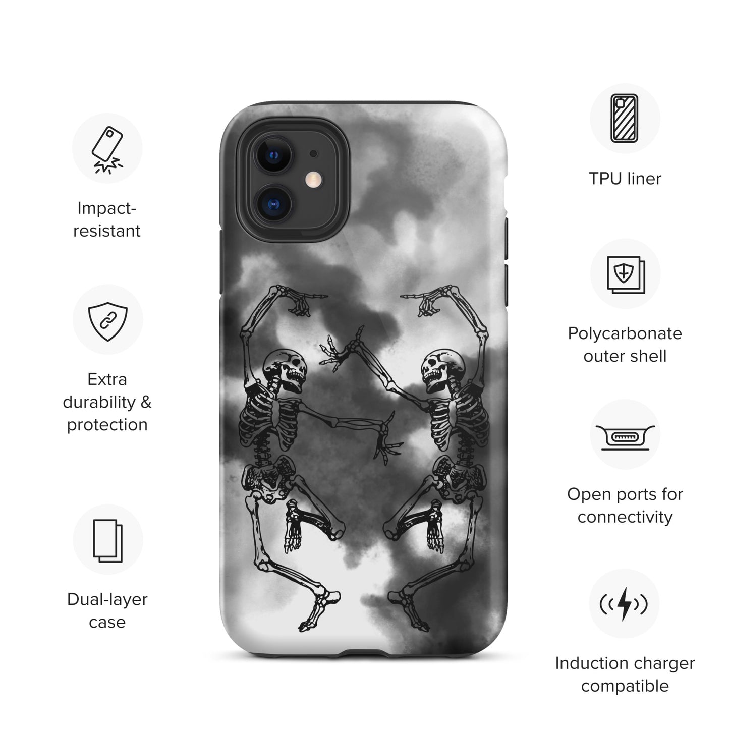 Tough iPhone Case Smoke Dancing Skeletons