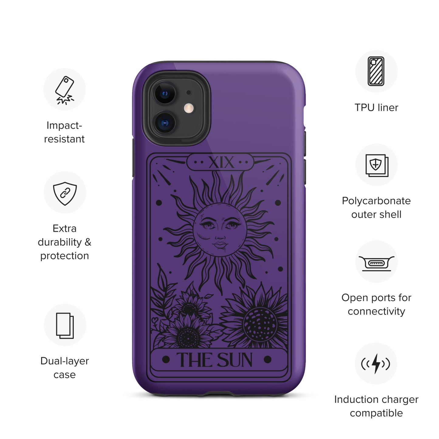 Tough iPhone Case Purple Sun Tarot