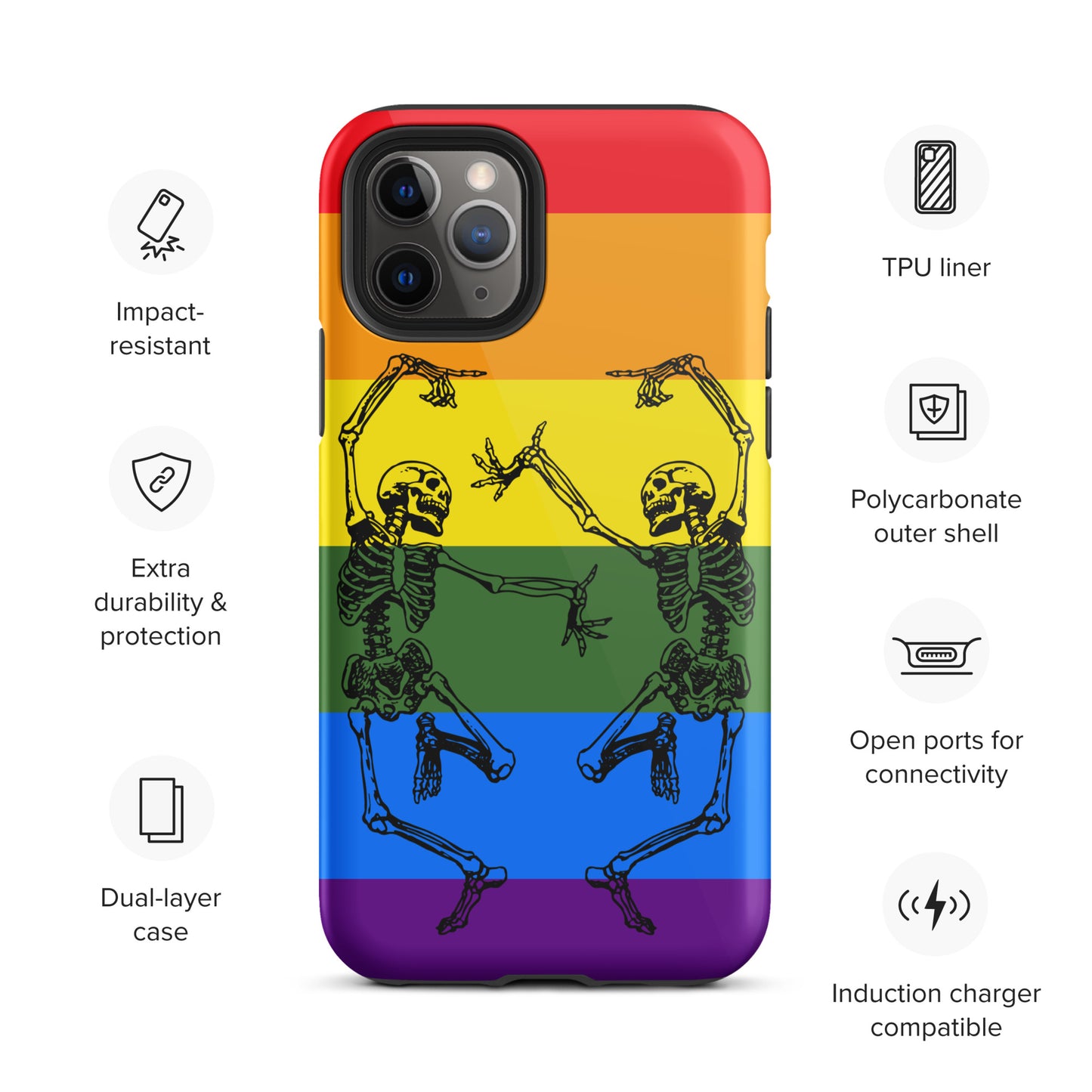 Tough iPhone Case Pride Dancing Skeletons