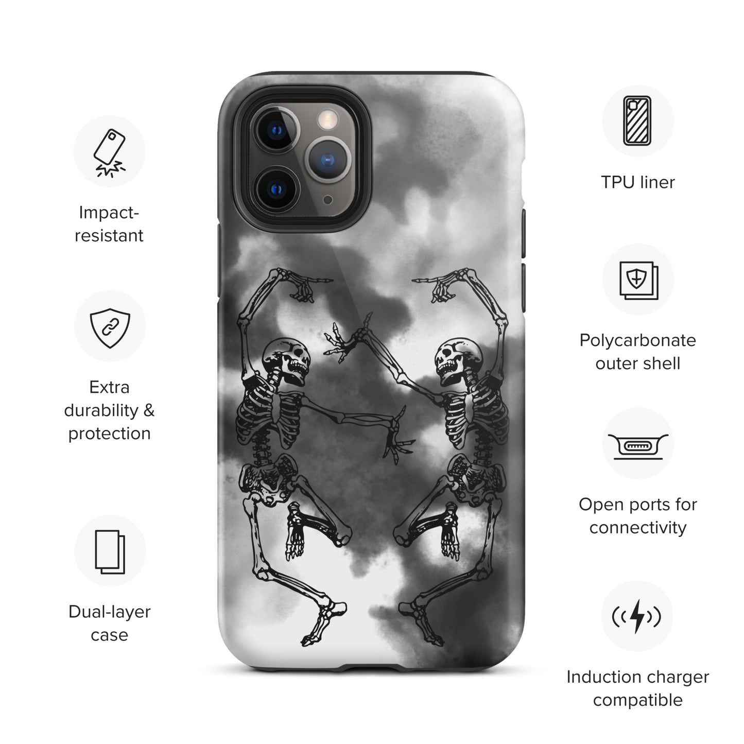 Tough iPhone Case Smoke Dancing Skeletons