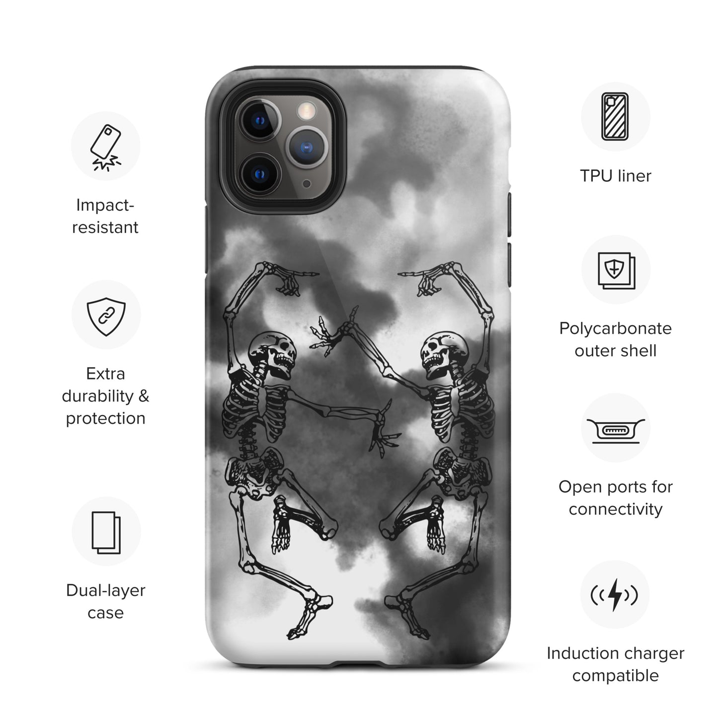 Tough iPhone Case Smoke Dancing Skeletons