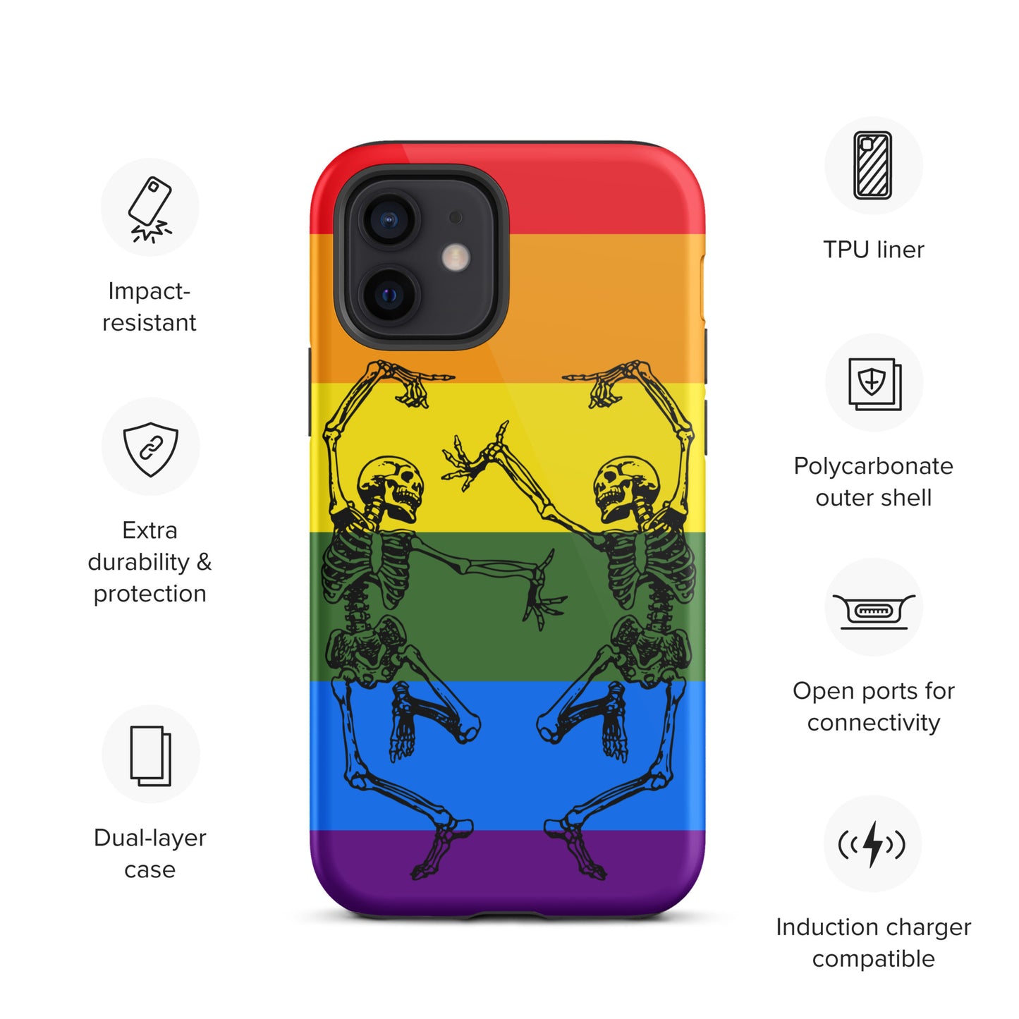 Tough iPhone Case Pride Dancing Skeletons