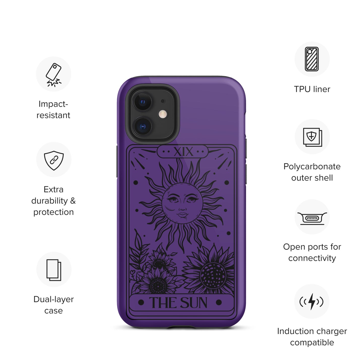 Tough iPhone Case Purple Sun Tarot