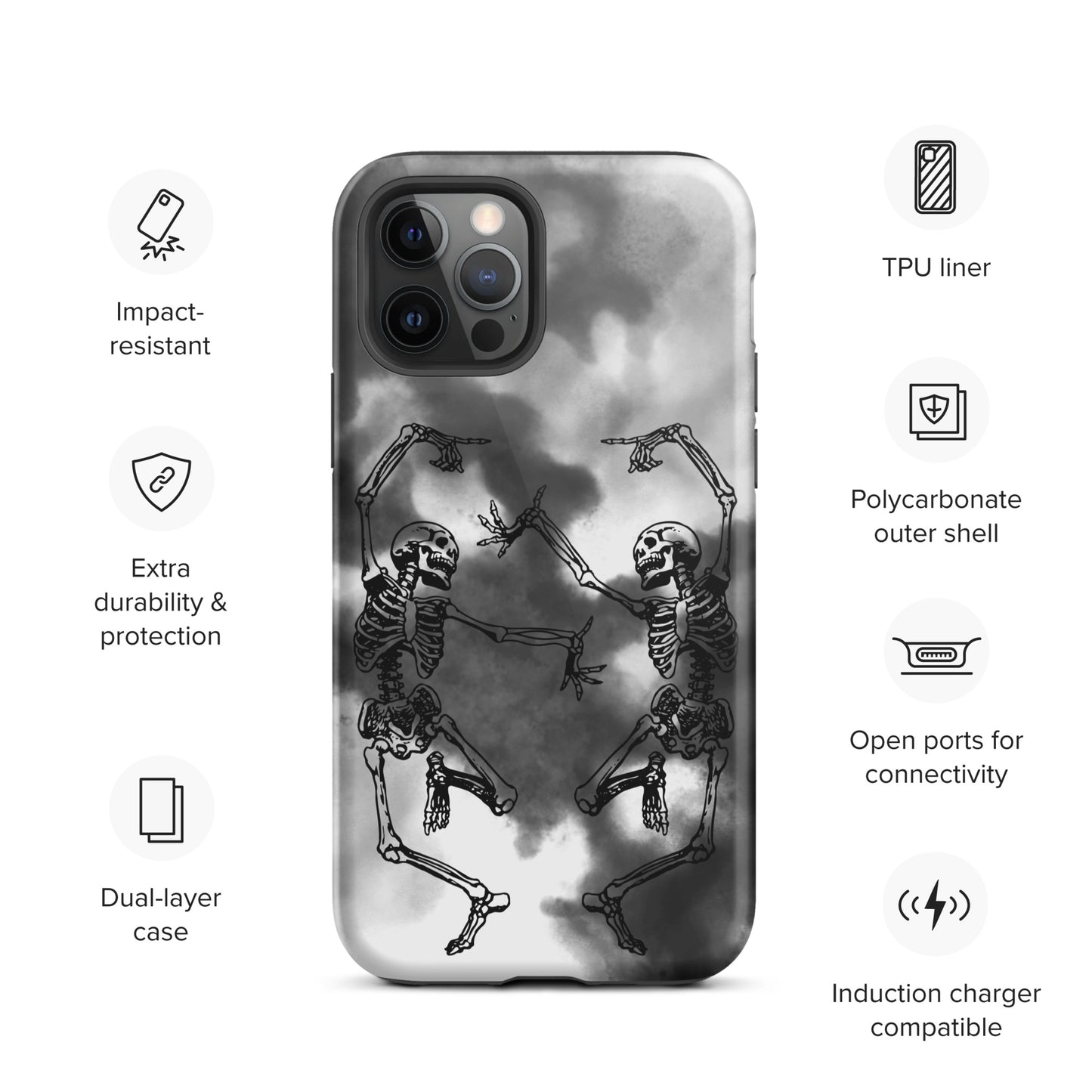 Tough iPhone Case Smoke Dancing Skeletons