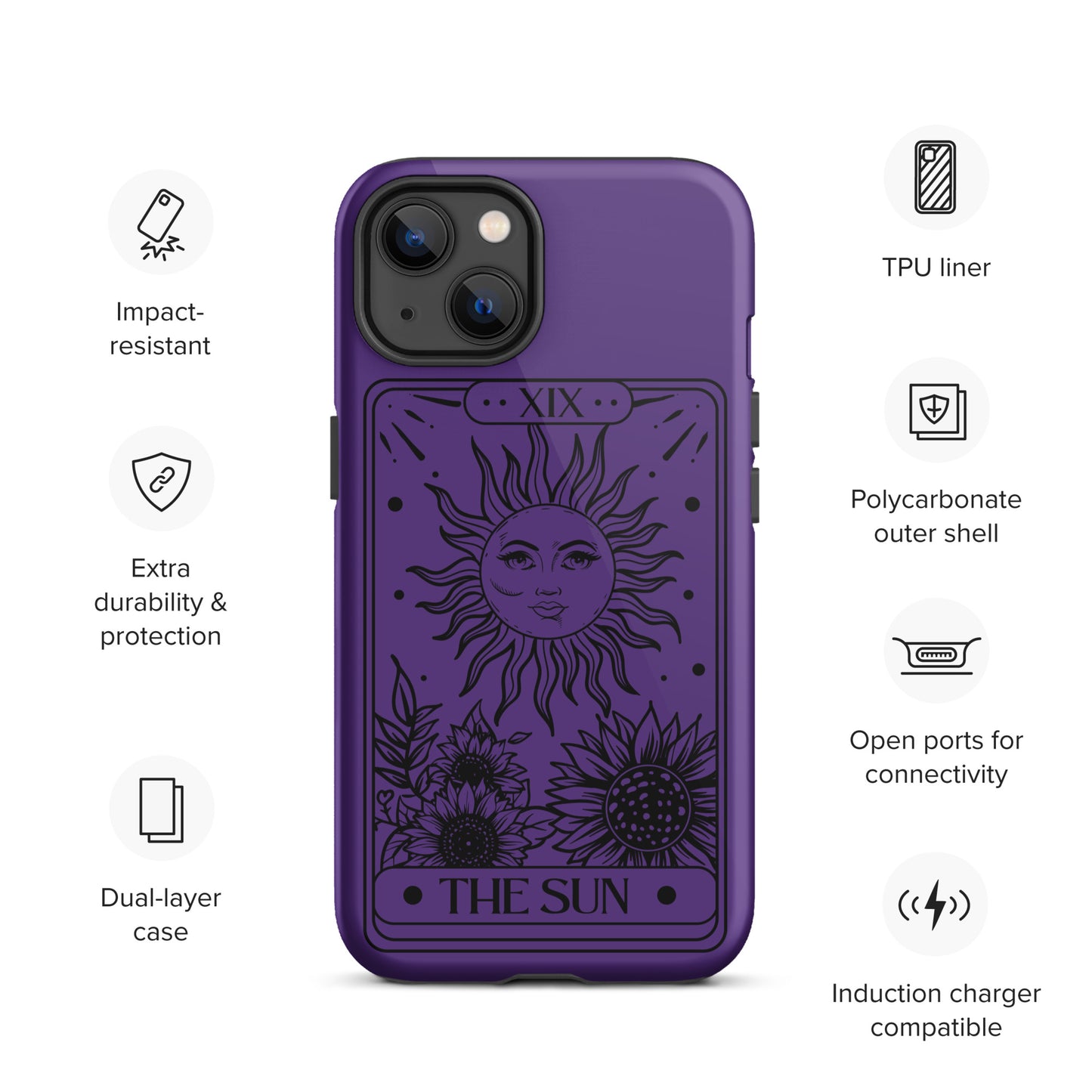 Tough iPhone Case Purple Sun Tarot