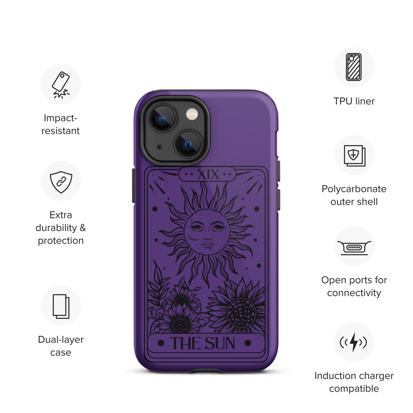 Tough iPhone Case Purple Sun Tarot