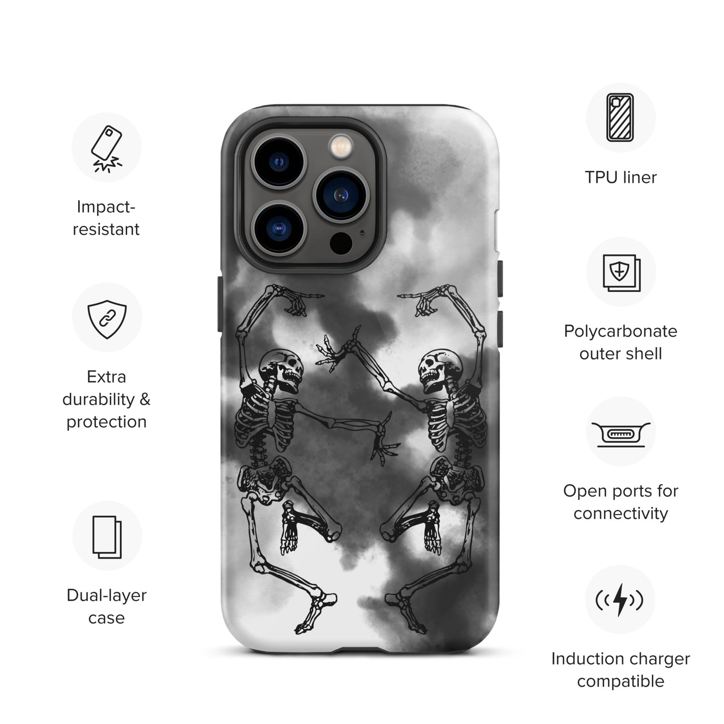 Tough iPhone Case Smoke Dancing Skeletons