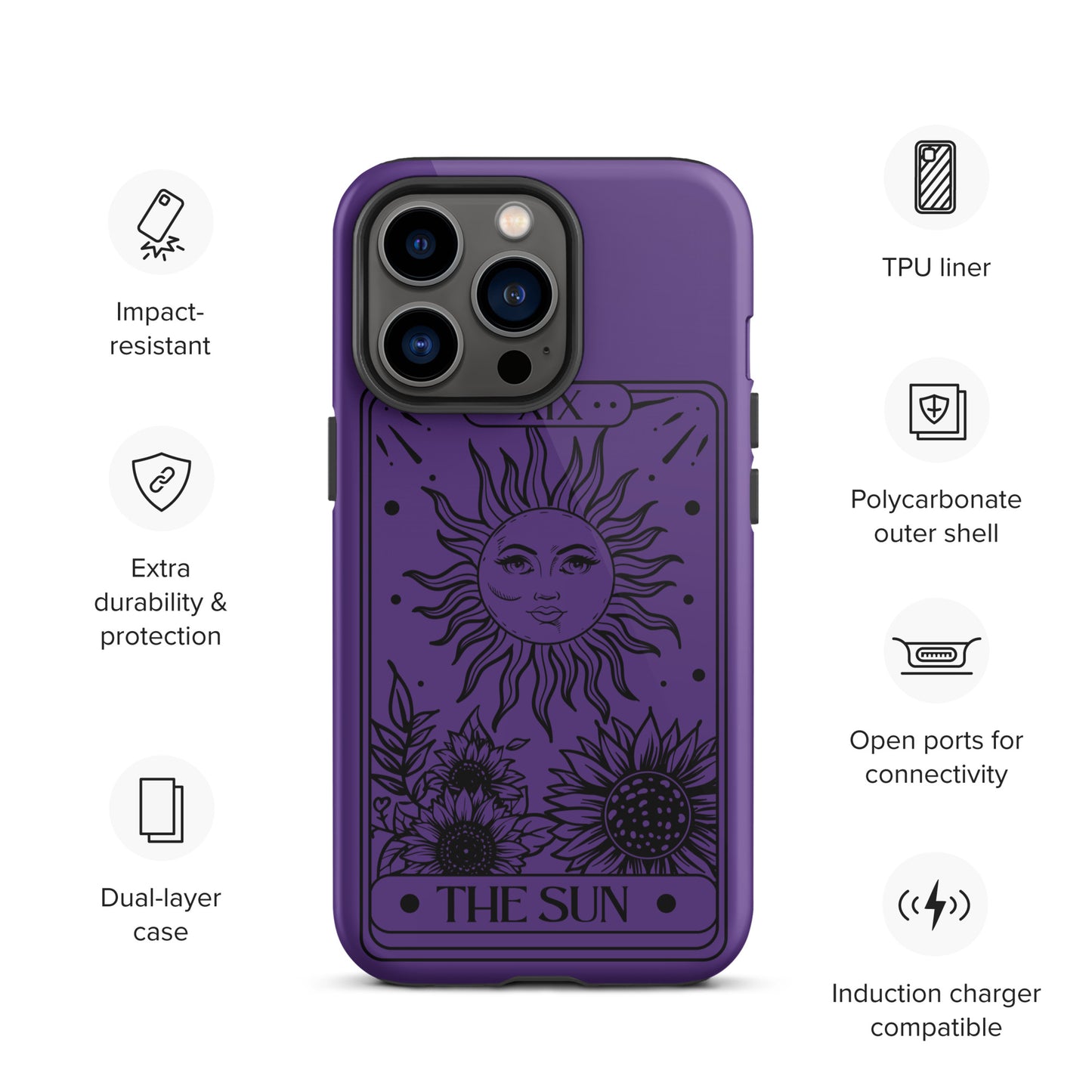 Tough iPhone Case Purple Sun Tarot