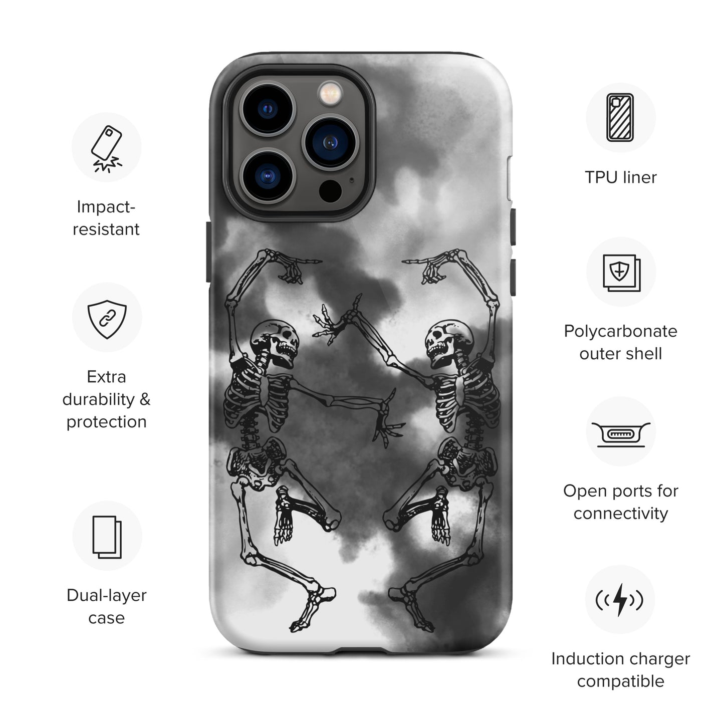 Tough iPhone Case Smoke Dancing Skeletons