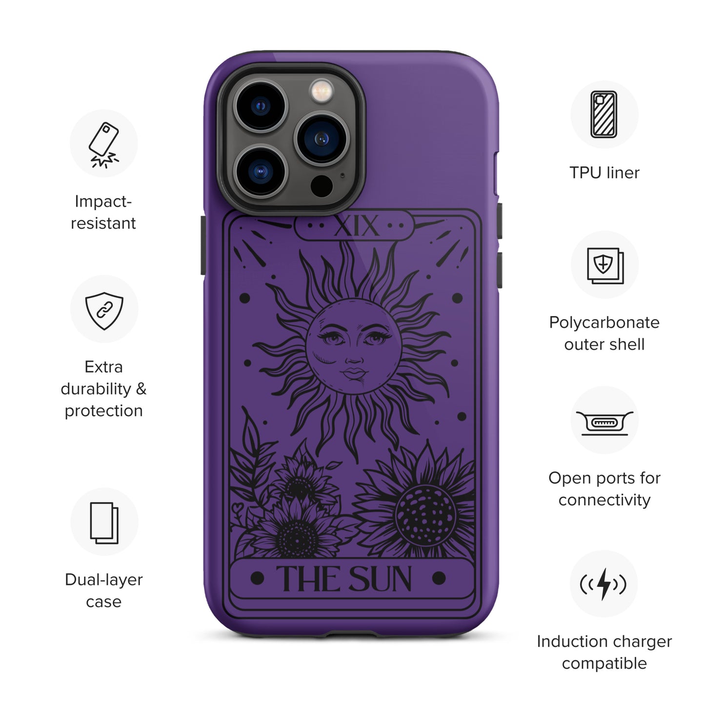 Tough iPhone Case Purple Sun Tarot