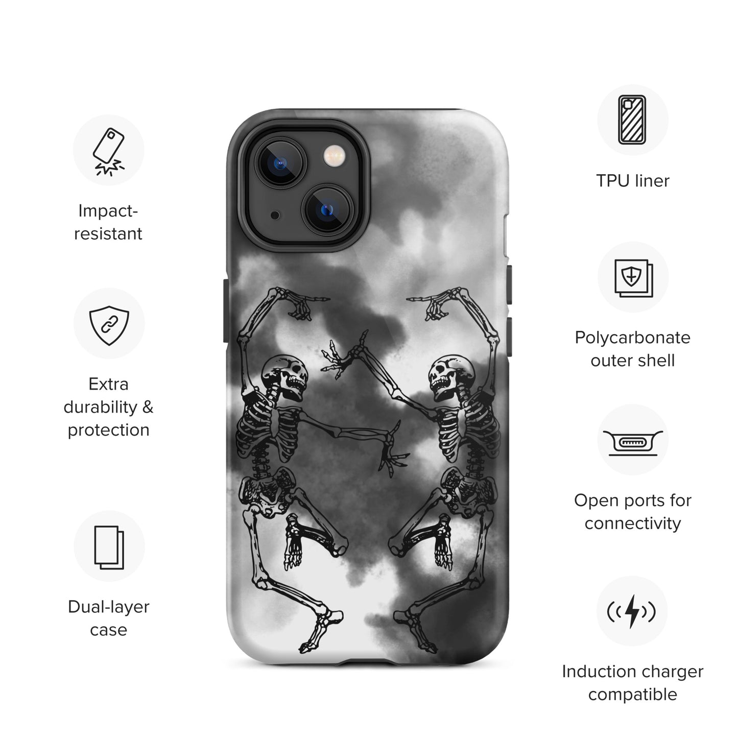 Tough iPhone Case Smoke Dancing Skeletons