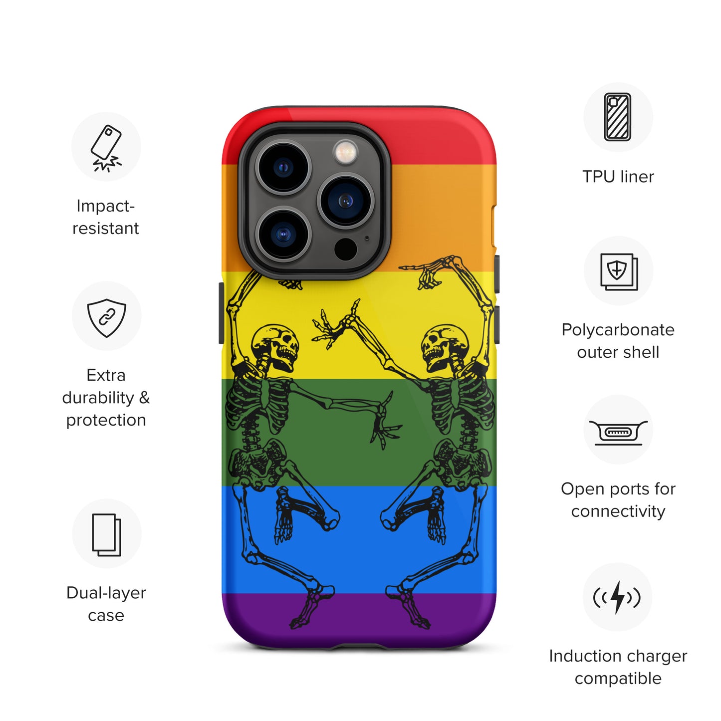 Tough iPhone Case Pride Dancing Skeletons