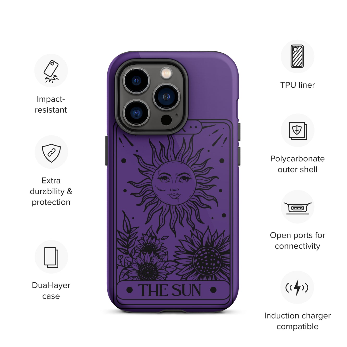 Tough iPhone Case Purple Sun Tarot