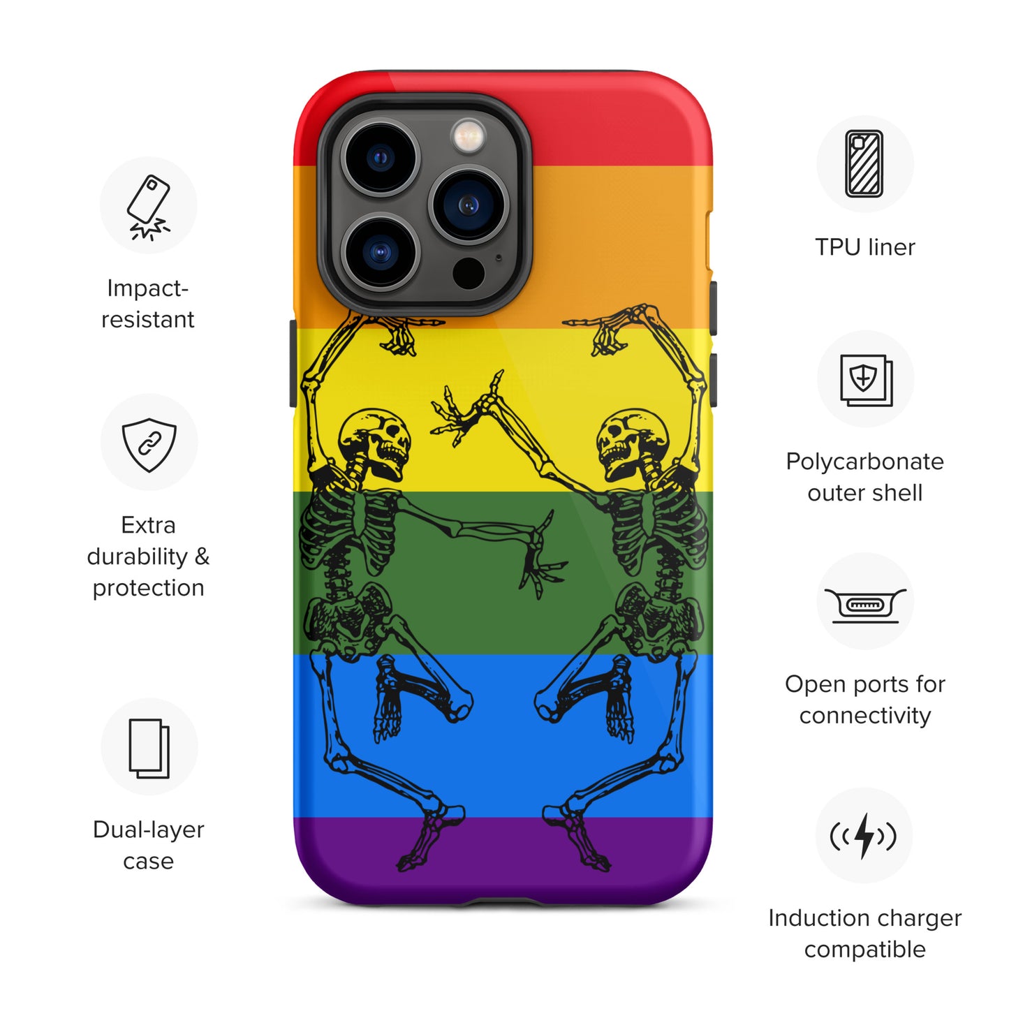 Tough iPhone Case Pride Dancing Skeletons