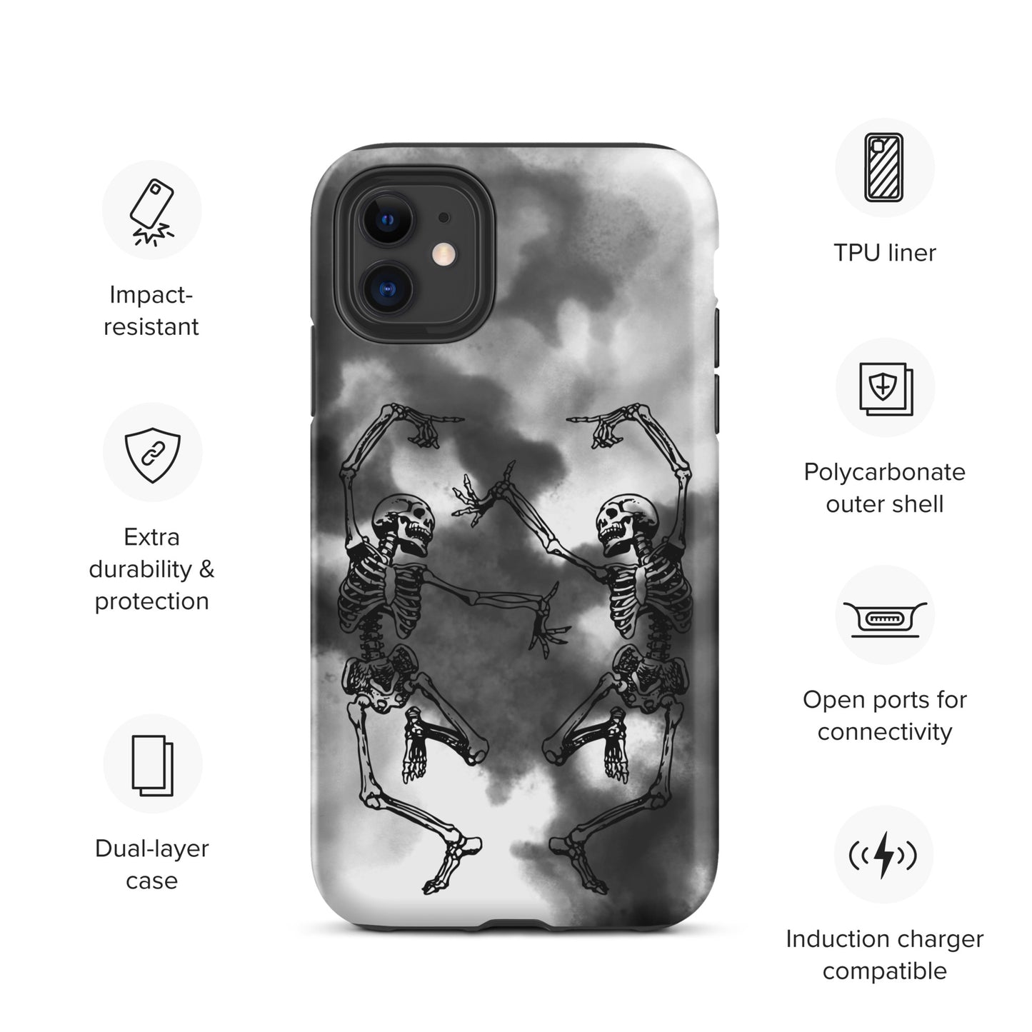 Tough iPhone Case Smoke Dancing Skeletons