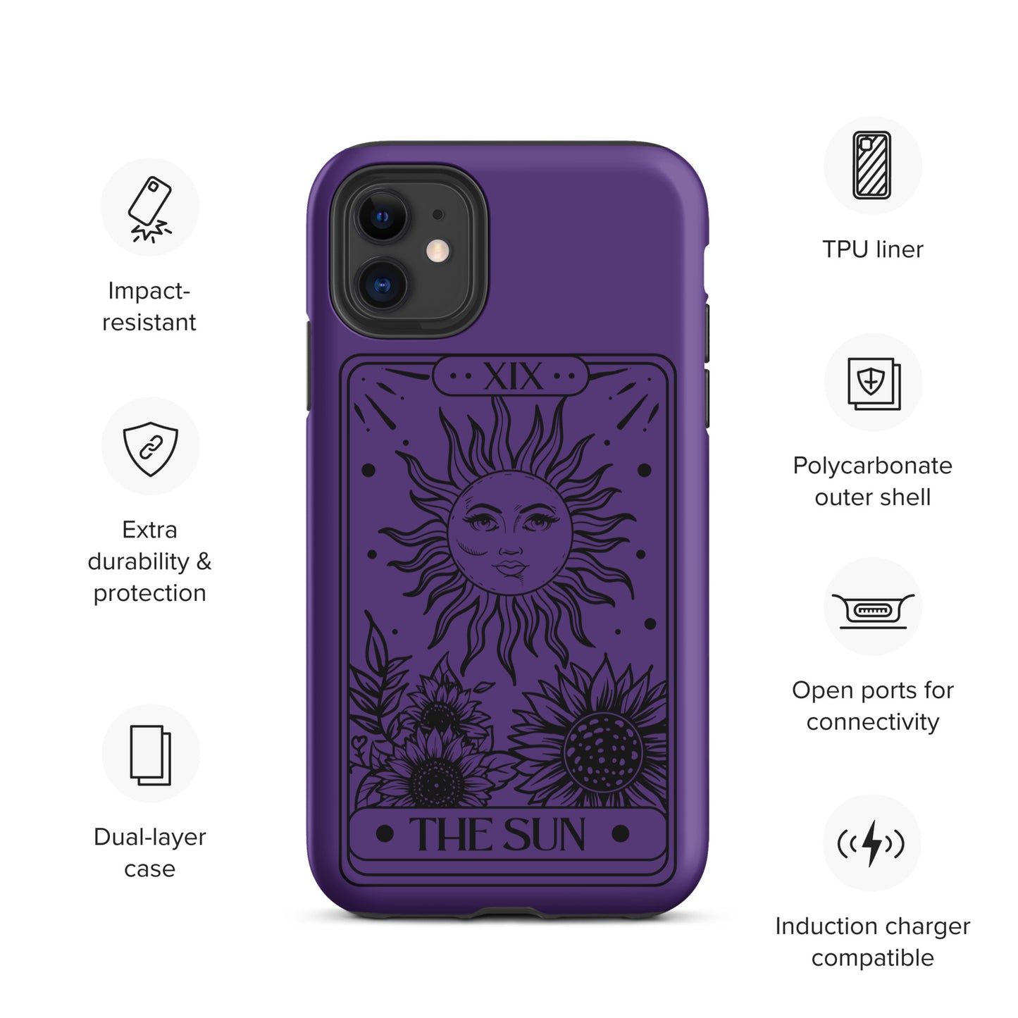 Tough iPhone Case Purple Sun Tarot