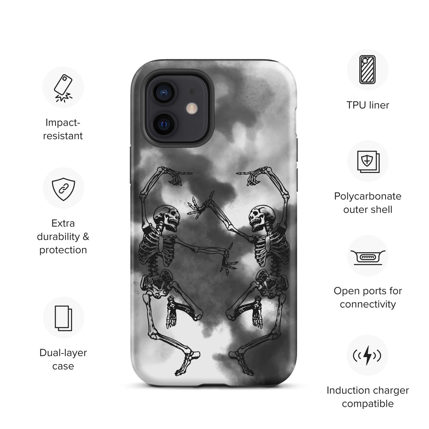 Tough iPhone Case Smoke Dancing Skeletons