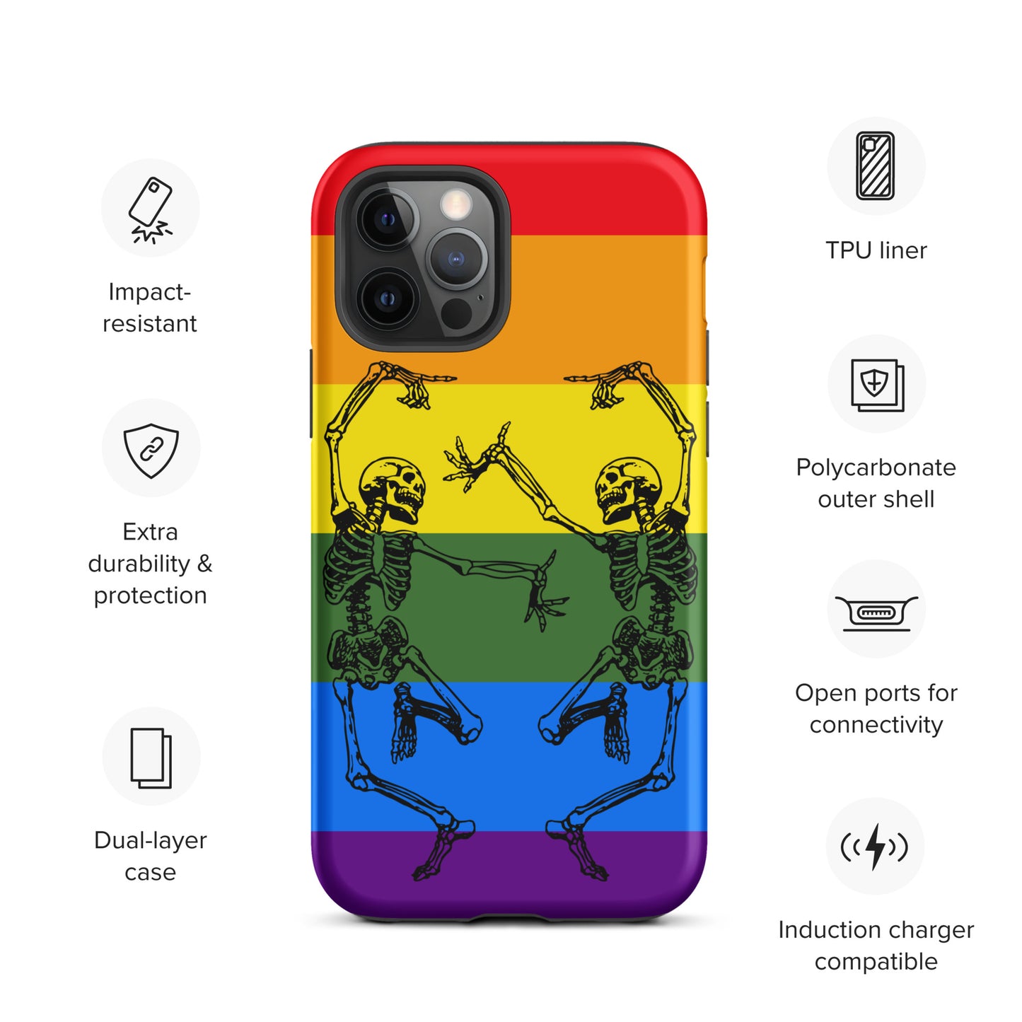 Tough iPhone Case Pride Dancing Skeletons