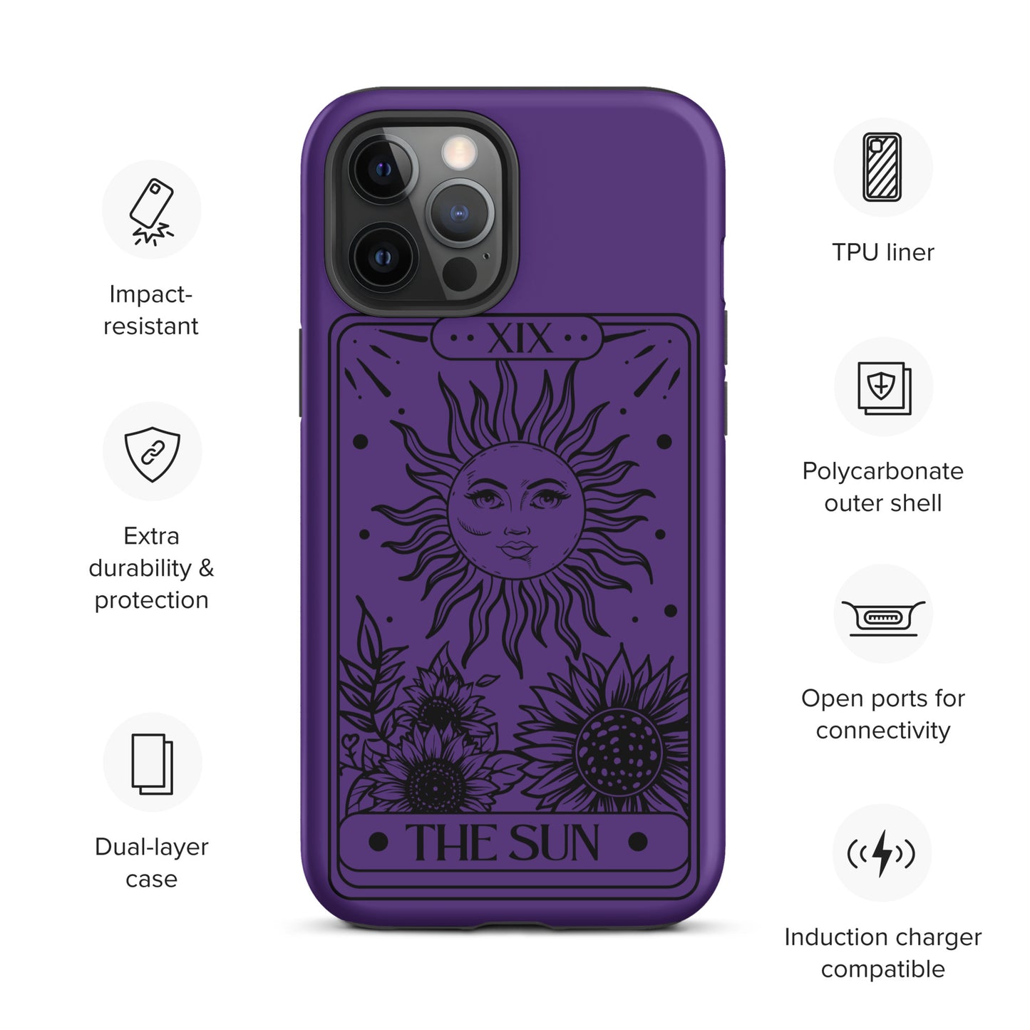 Tough iPhone Case Purple Sun Tarot