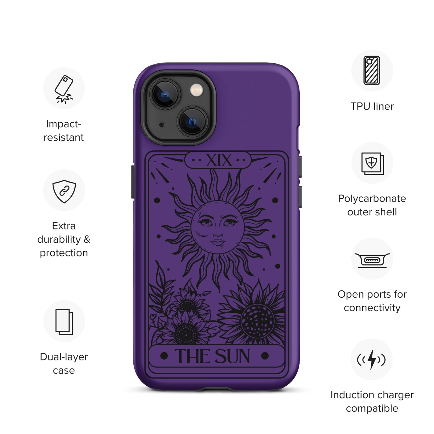 Tough iPhone Case Purple Sun Tarot