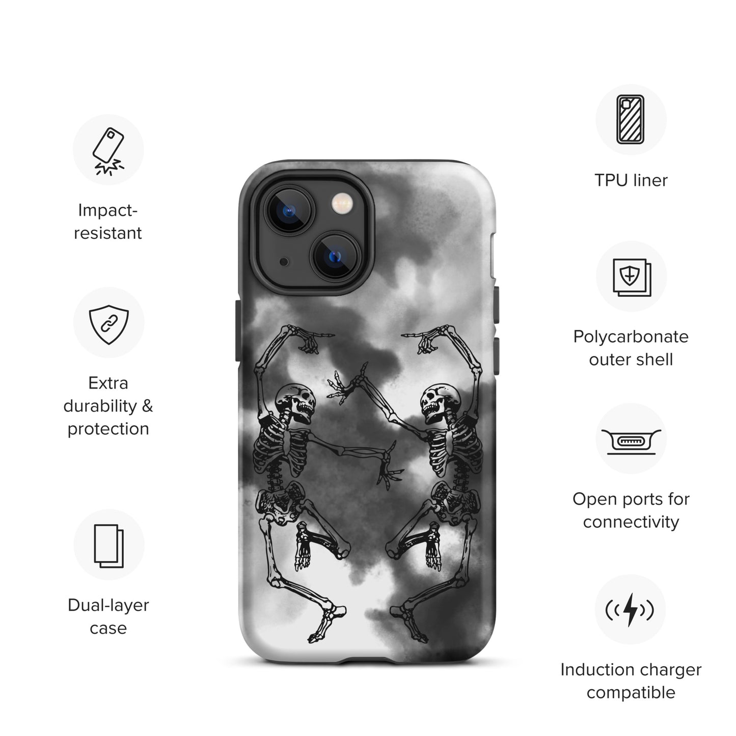 Tough iPhone Case Smoke Dancing Skeletons