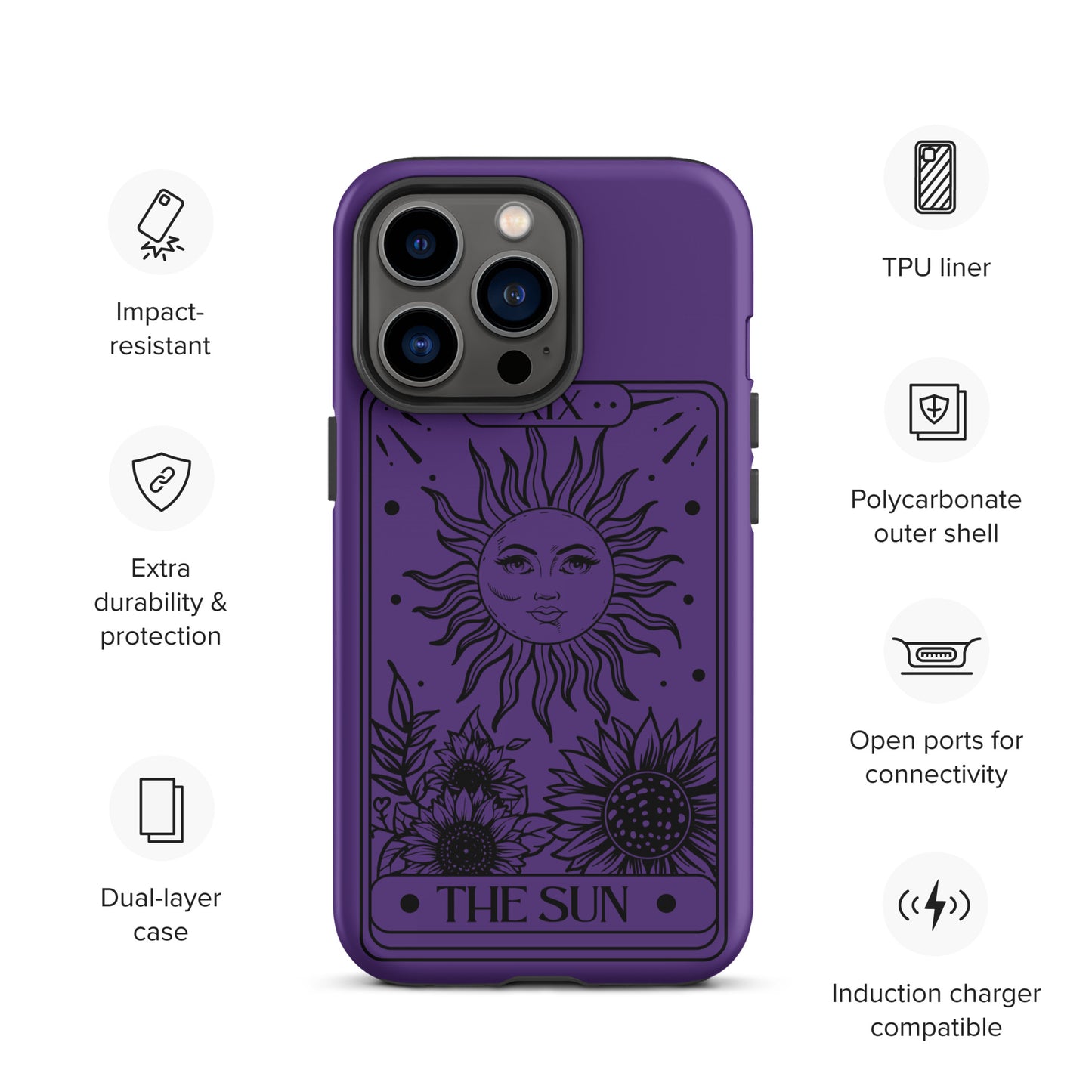 Tough iPhone Case Purple Sun Tarot