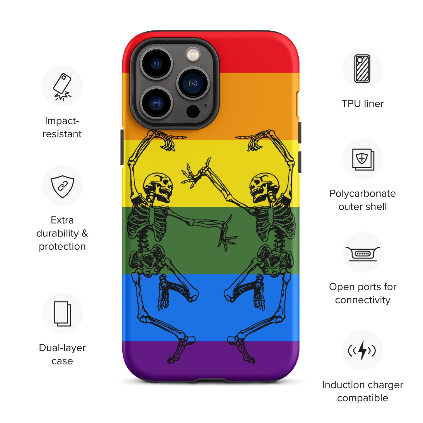 Tough iPhone Case Pride Dancing Skeletons