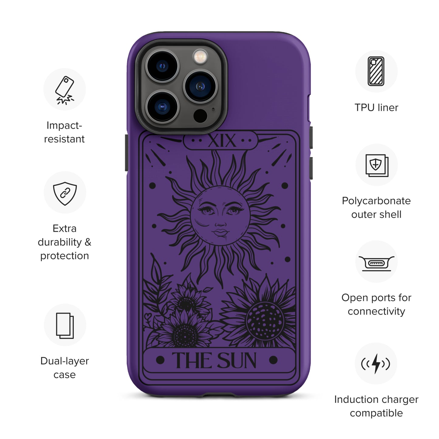 Tough iPhone Case Purple Sun Tarot