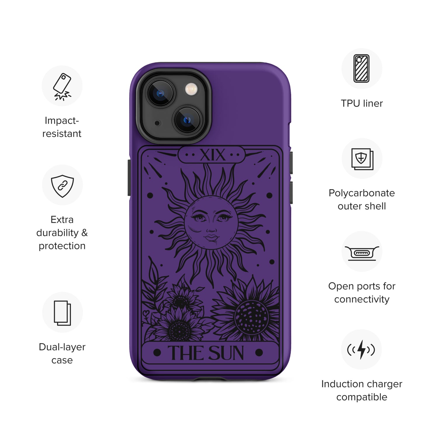 Tough iPhone Case Purple Sun Tarot