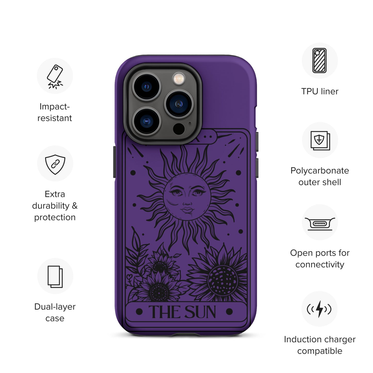 Tough iPhone Case Purple Sun Tarot