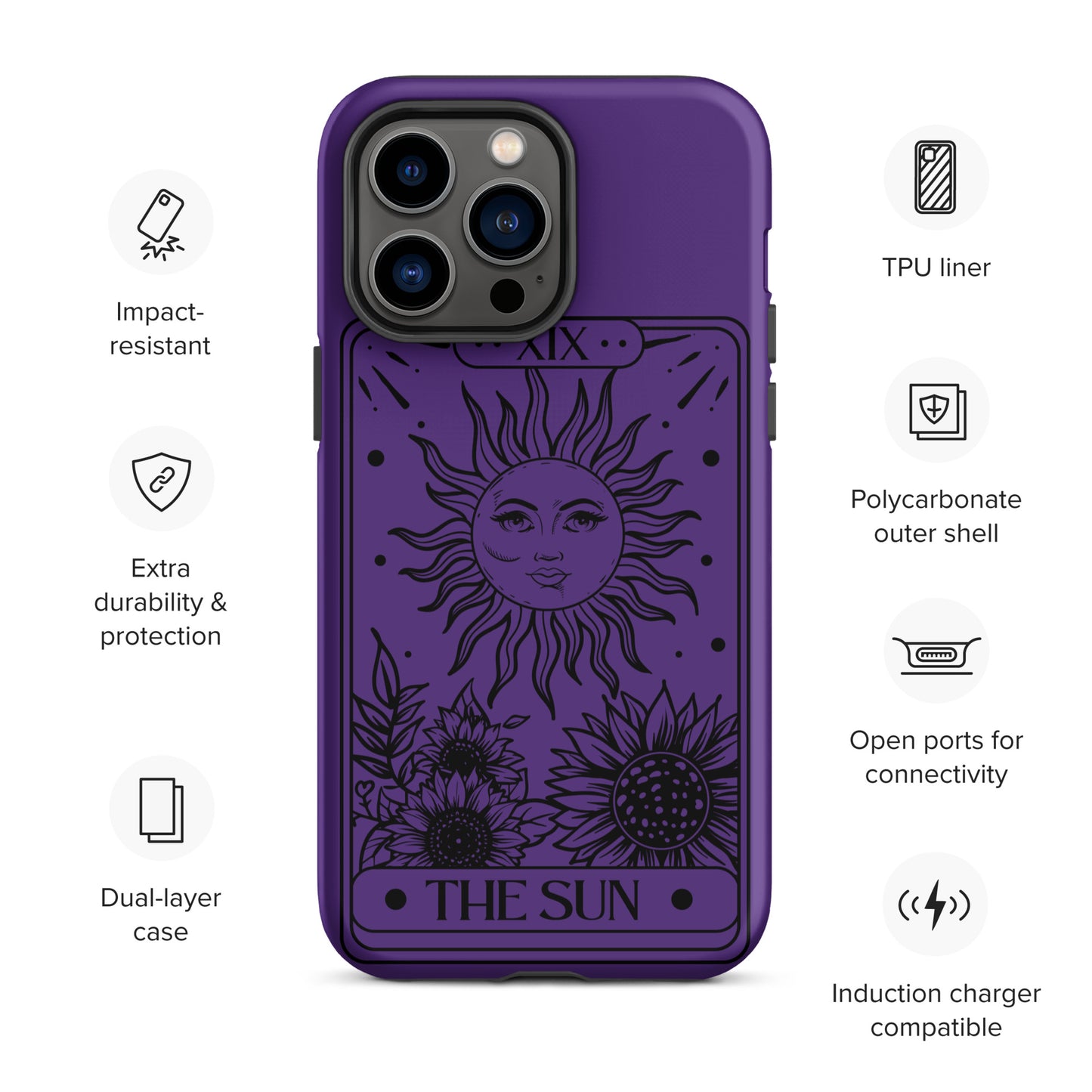 Tough iPhone Case Purple Sun Tarot