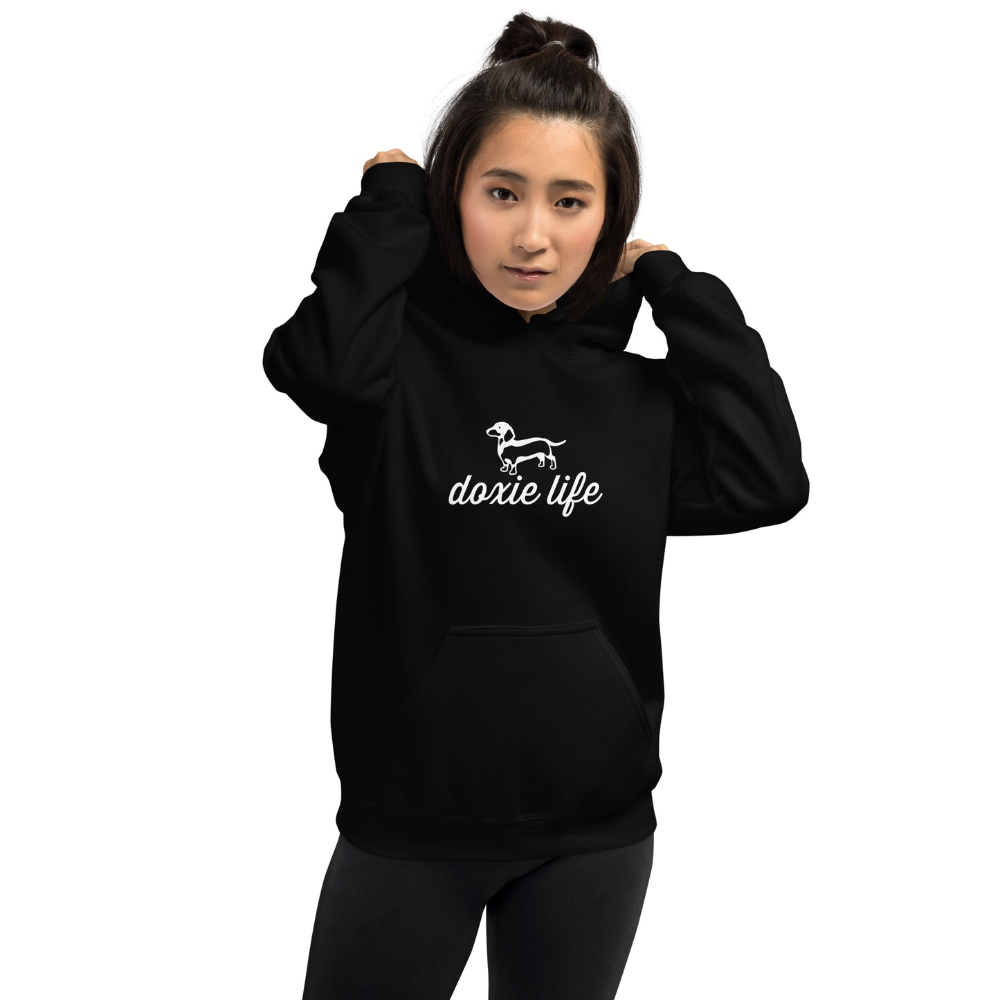 Unisex Heavy Blend Hoodie Doxie Life white ink