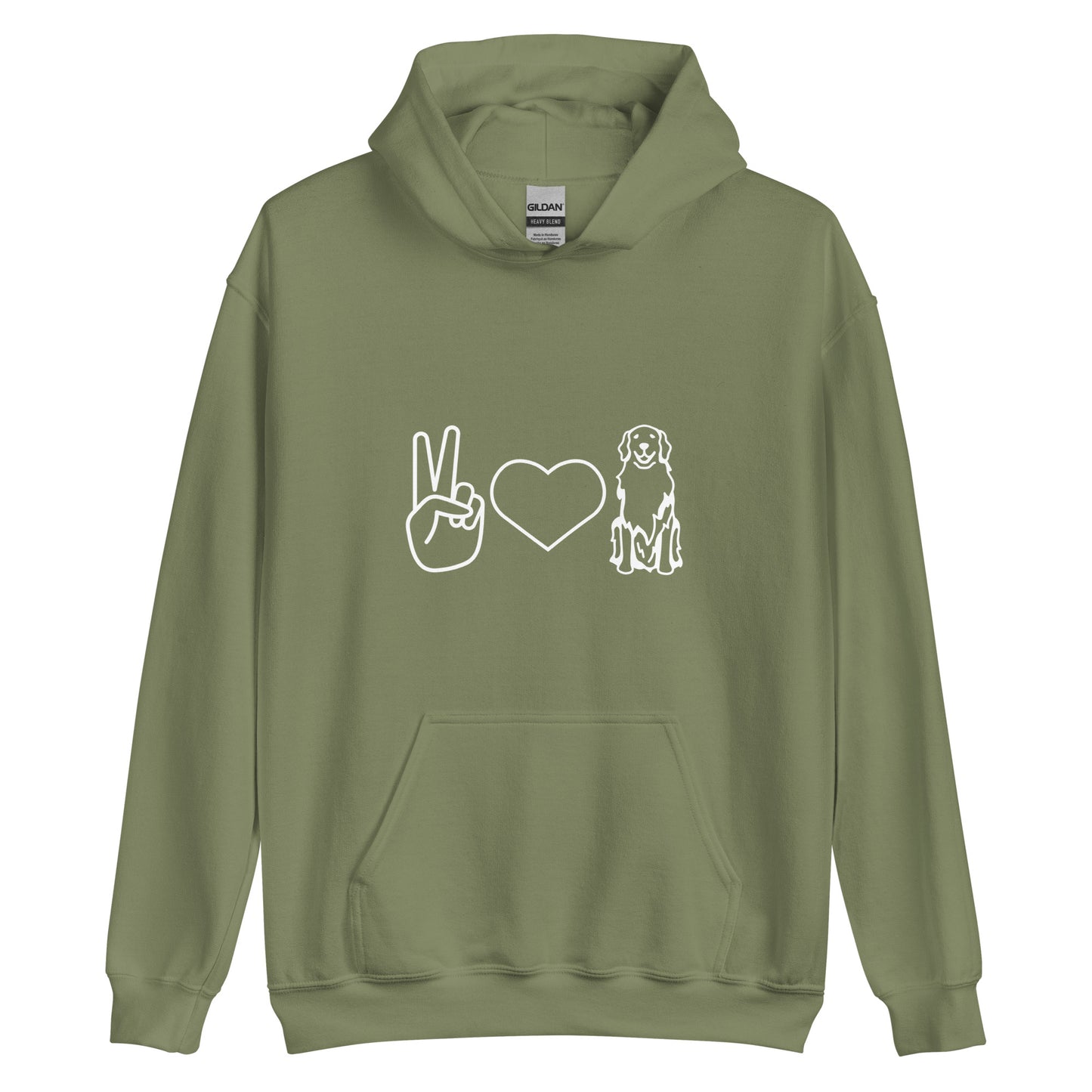 Unisex Heavy Blend Hoodie Peace Love Doggo