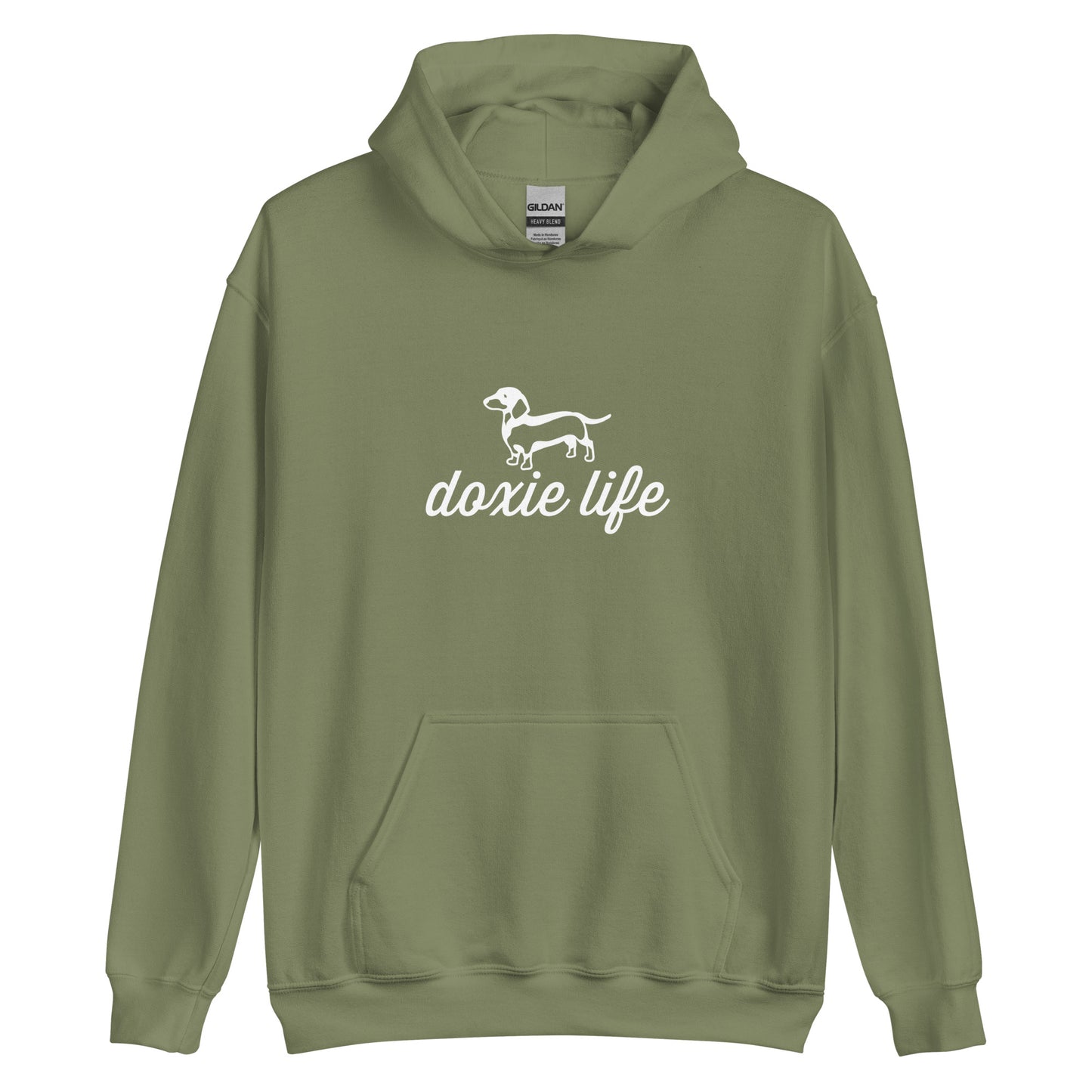 Unisex Heavy Blend Hoodie Doxie Life white ink