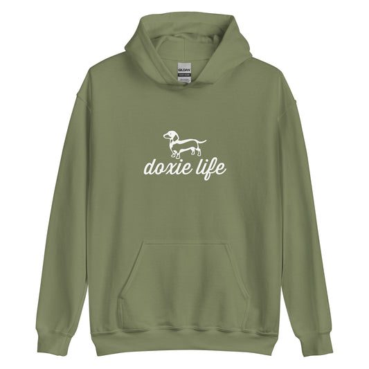 Unisex Heavy Blend Hoodie Doxie Life white ink