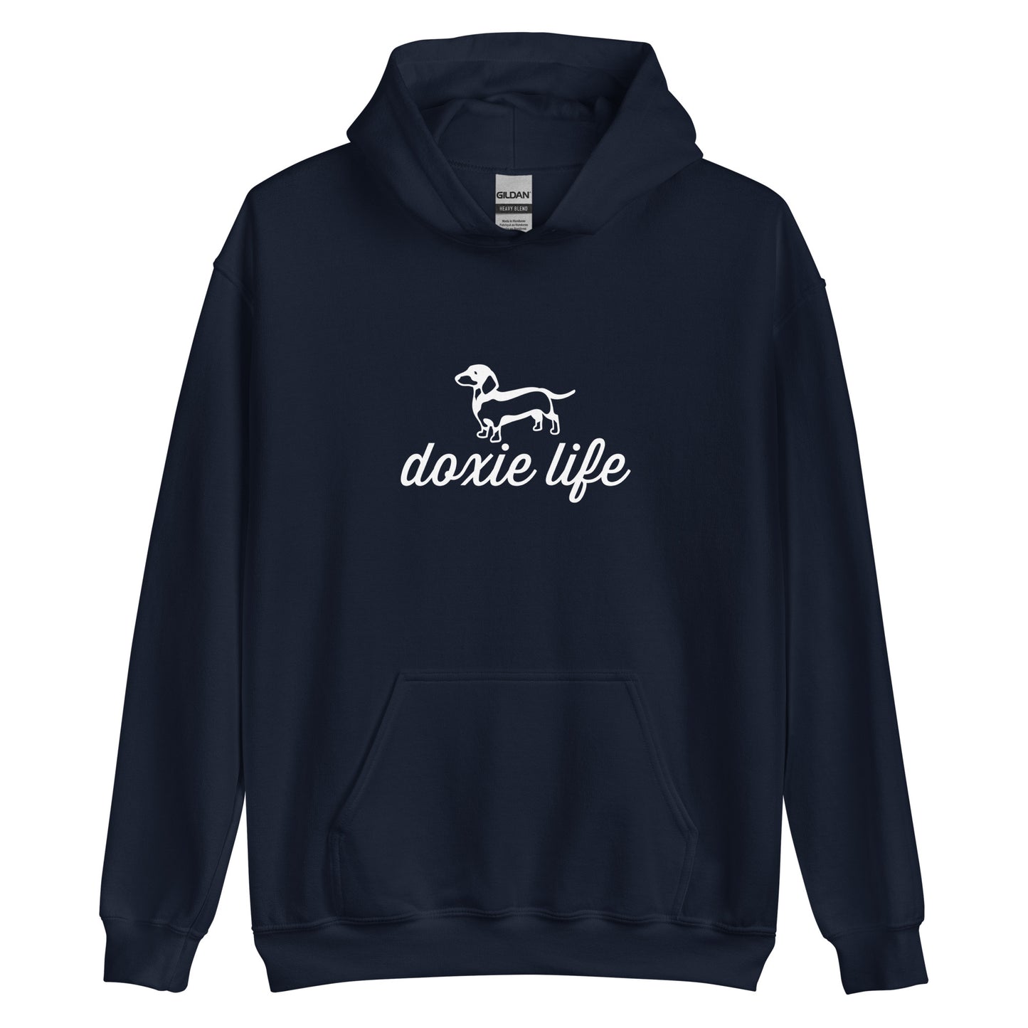 Unisex Heavy Blend Hoodie Doxie Life white ink