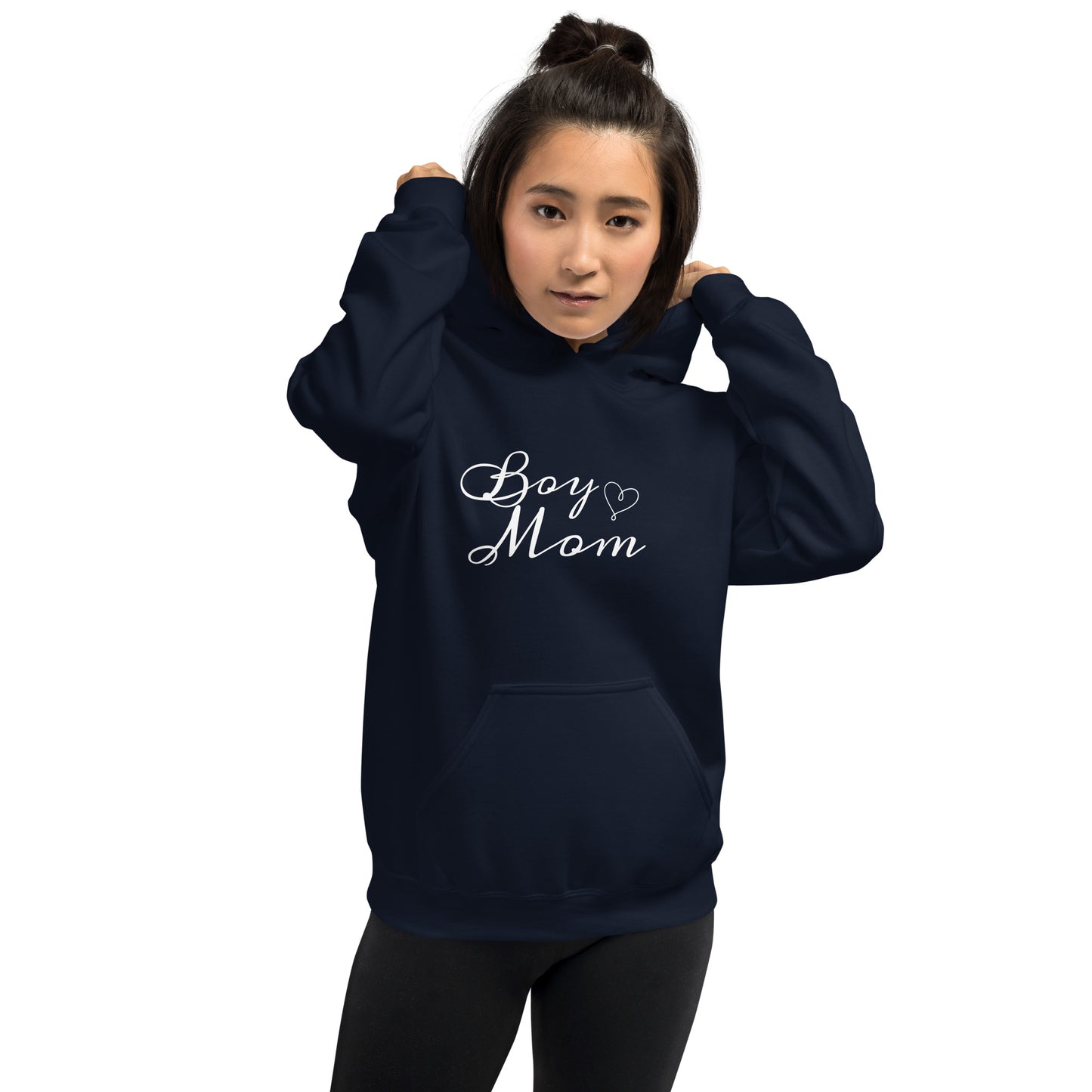 Unisex Heavy Blend Hoodie Boy Mom White ink