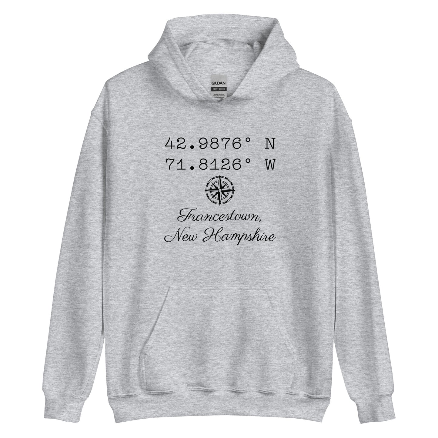 Unisex Heavy Blend Hoodie Coordinates Francestown Black Ink