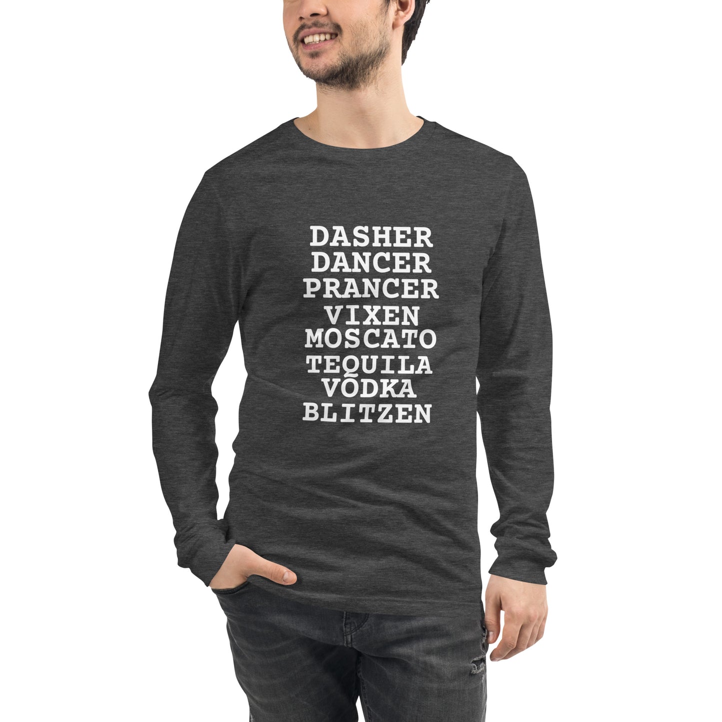 Unisex Long Sleeve Tee Booze Reindeer