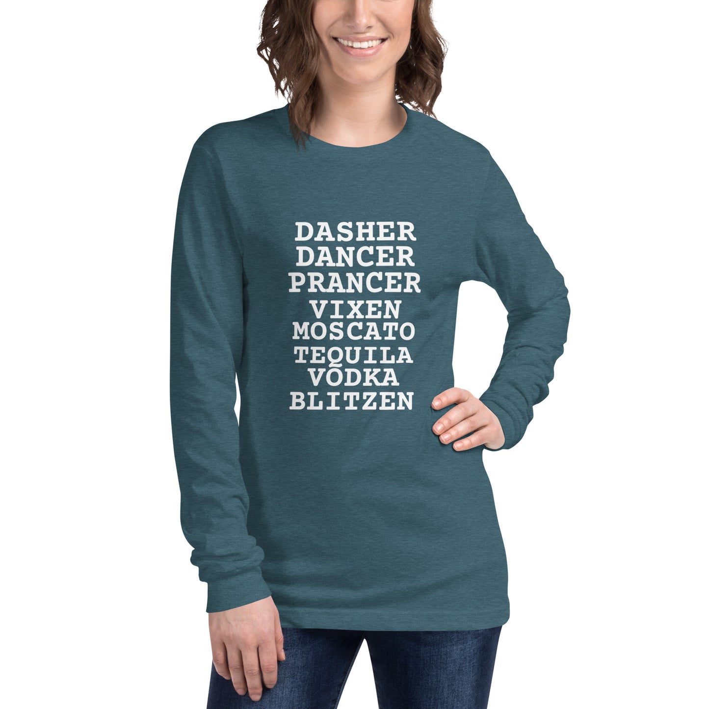 Unisex Long Sleeve Tee Booze Reindeer