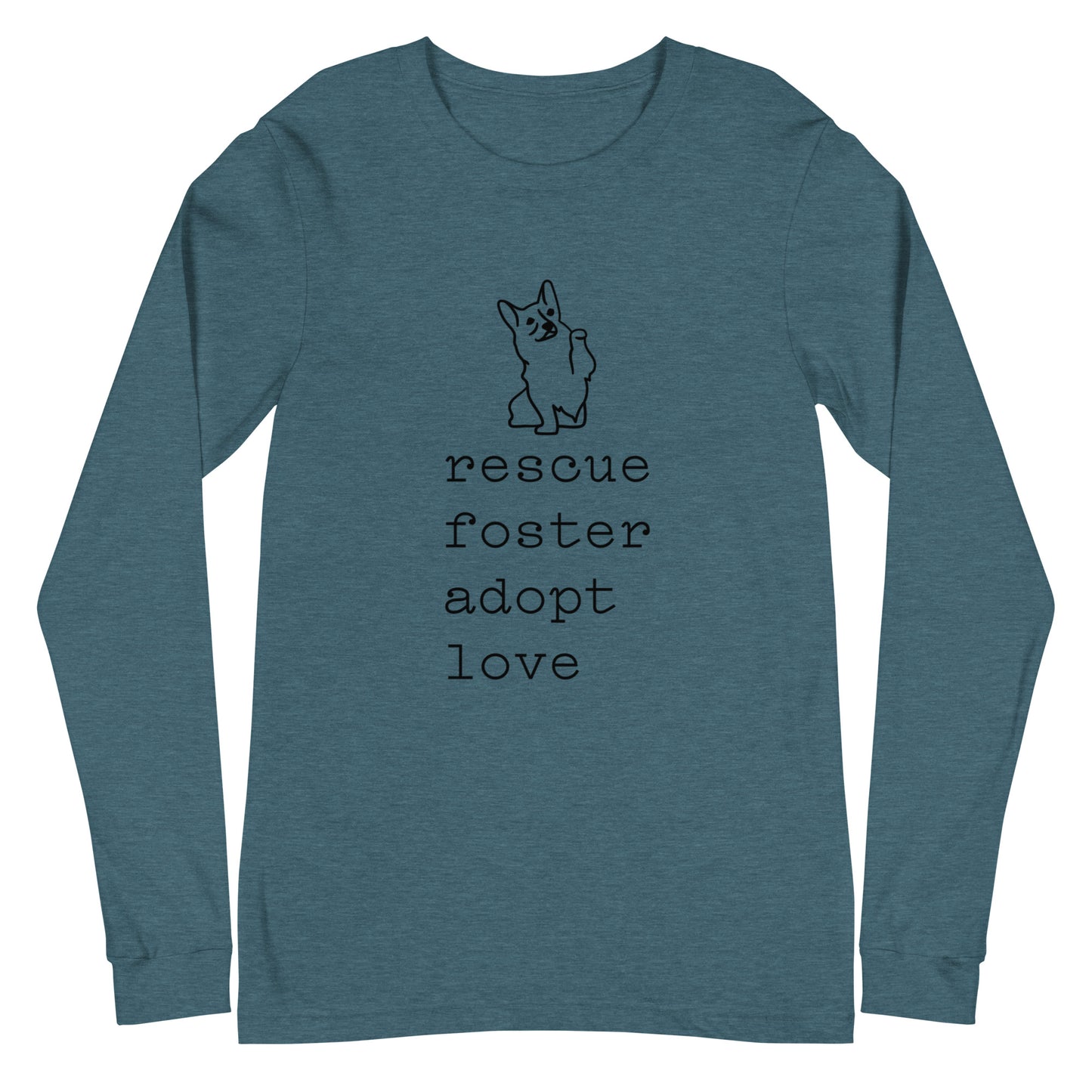 Unisex Long Sleeve Bella+Canvas Tee Rescue Foster Adopt Love black ink