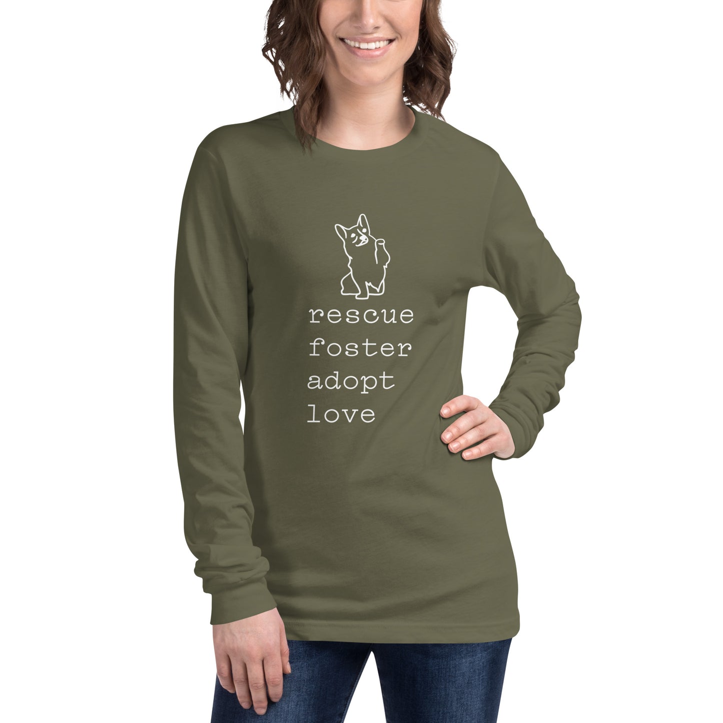 Unisex Long Sleeve Bella+Canvas Tee Rescue Foster Adopt Love