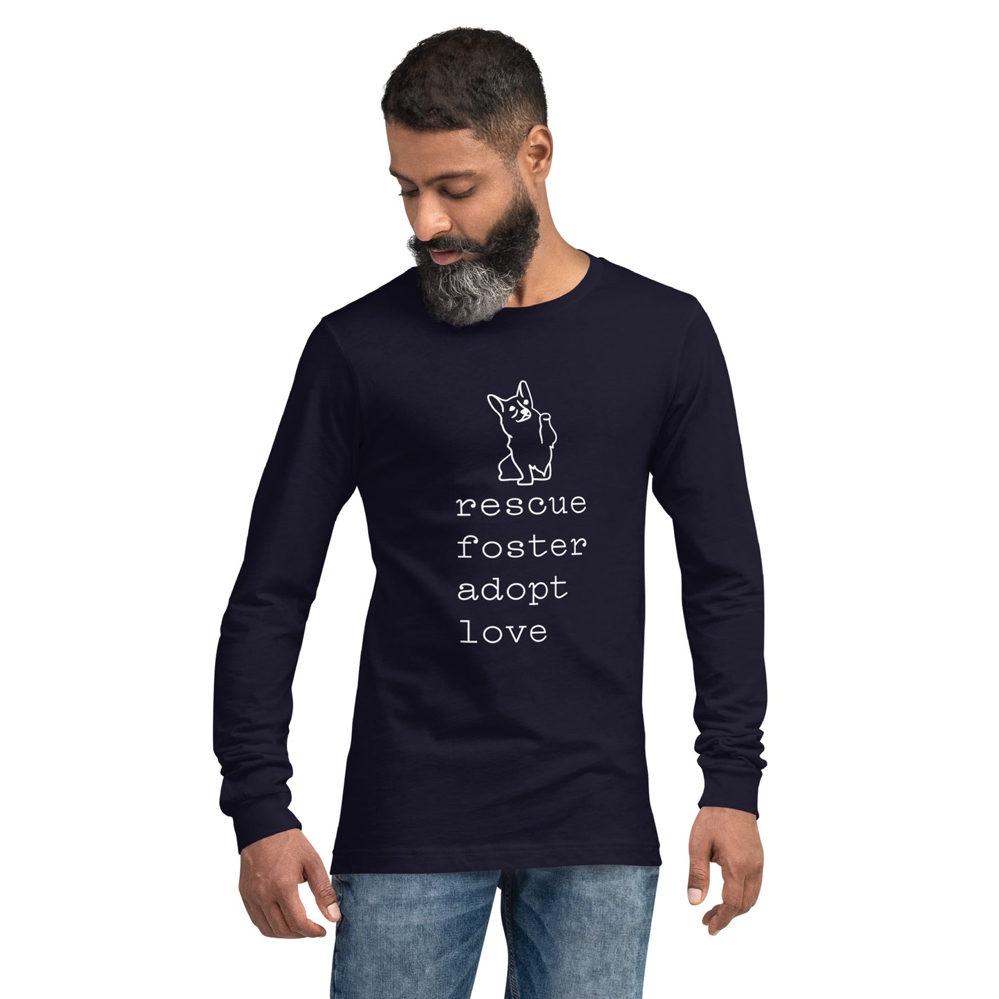 Unisex Long Sleeve Bella+Canvas Tee Rescue Foster Adopt Love