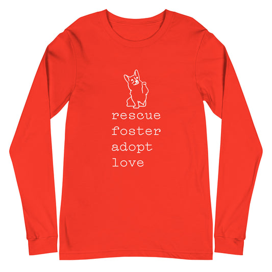 Unisex Long Sleeve Bella+Canvas Tee Rescue Foster Adopt Love