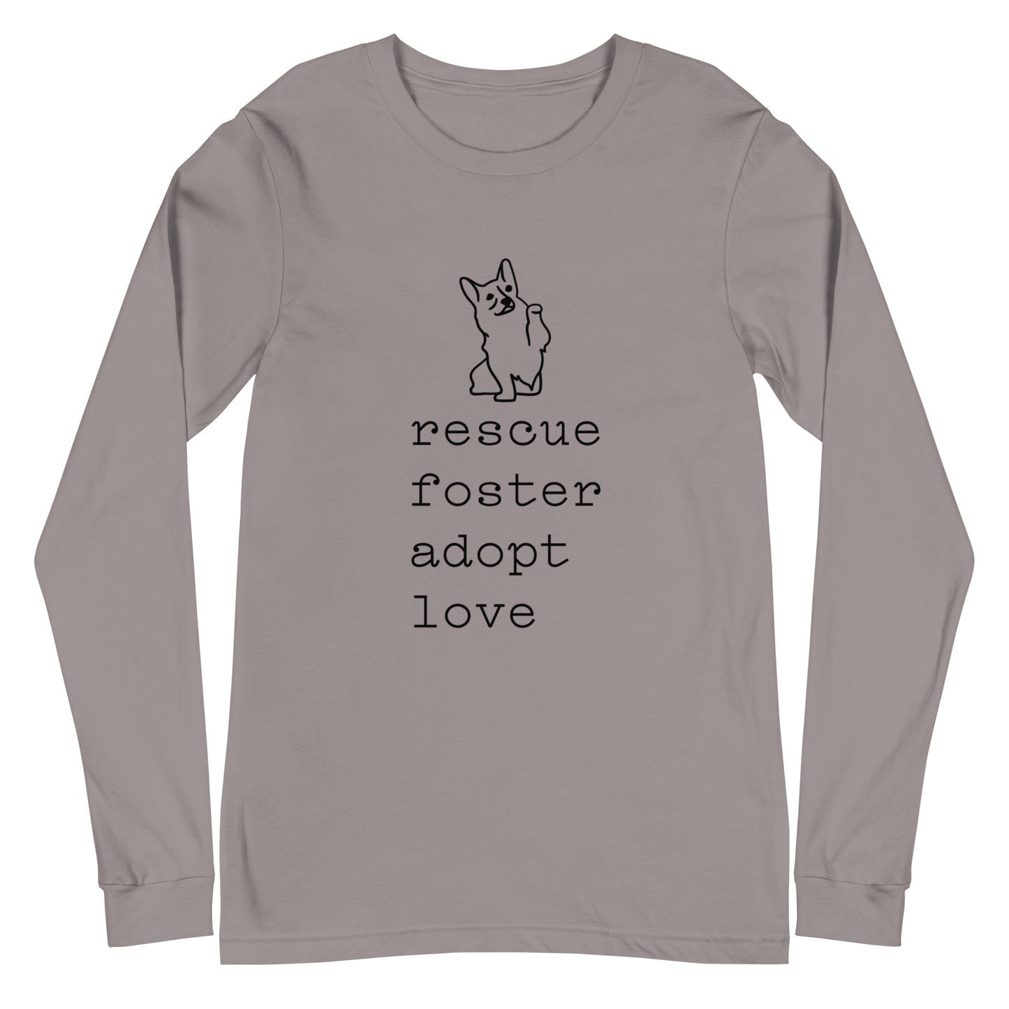 Unisex Long Sleeve Bella+Canvas Tee Rescue Foster Adopt Love black ink