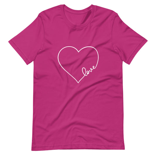 Unisex Short Sleeve Bella Canvas Tee Heart Love Script