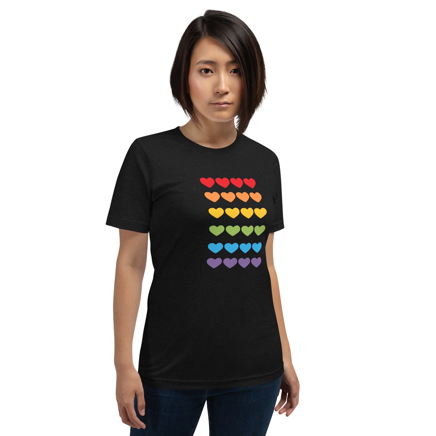 Unisex Short Sleeve Bella Canvas Tee Rainbow Hearts