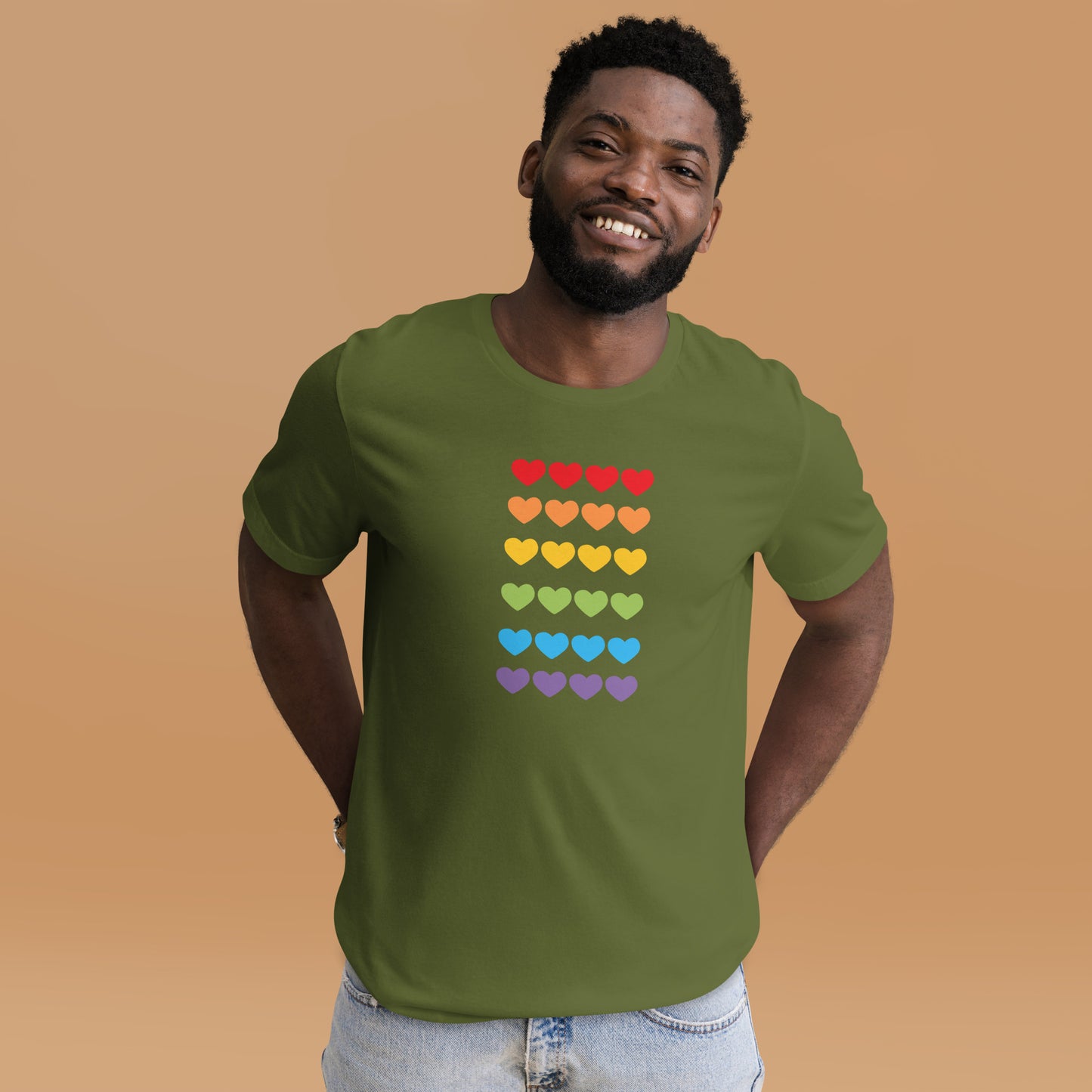 Unisex Short Sleeve Bella Canvas Tee Rainbow Hearts