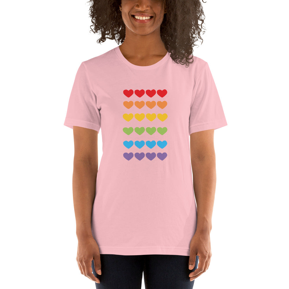 Unisex Short Sleeve Bella Canvas Tee Rainbow Hearts